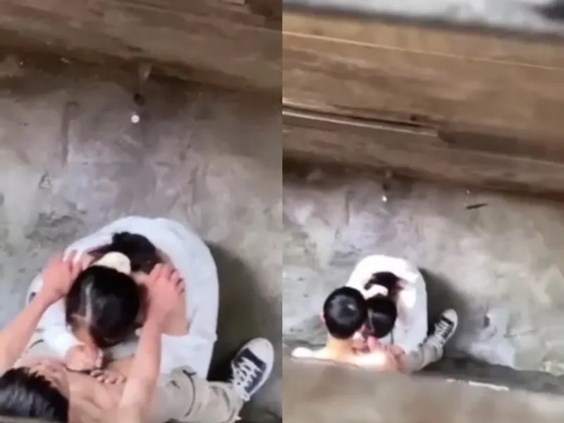 Quay lén nữ sinh liếm cây hàng anh yêu ở khe nhà